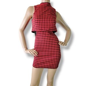 Red & Black Houndstooth Side Mesh Panel Retro Mod Dress by VO Jeans